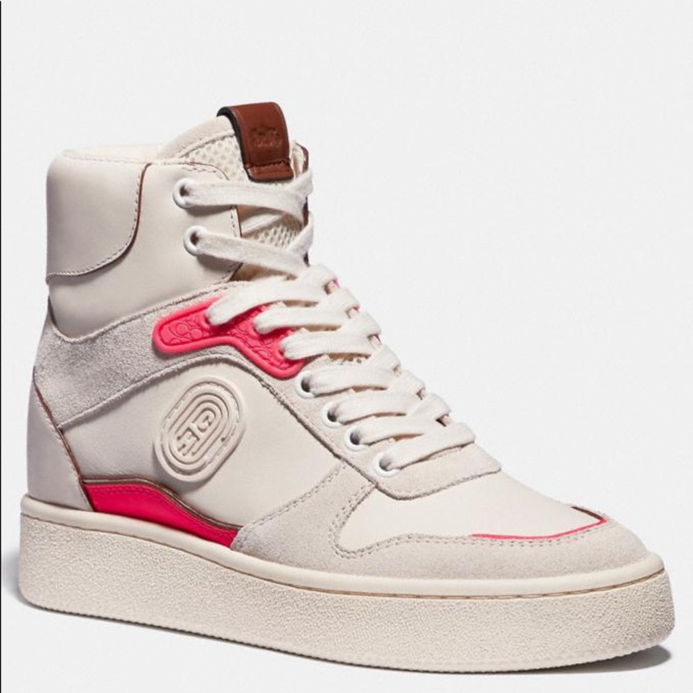 Pink and white wedges Sneakers by coach 💖 NWT